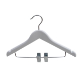 Wooden Child White Wishbone Hangers With Clips 28cm (Box of 50)