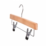 Straight Wooden Trouser Hangers with Clips 36cm (Box of 100)