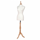 Female Dressmakers Mannequin White Jersey 36 Inch Bust With Natural or Black Wooden Stand