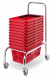 Mobile Basket Stacker With Handle For Wire Or Plastic Baskets