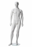 White Matt Male Mannequin - Hands at Side, Right Leg Forward