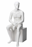 White Matt Male Mannequin - Sitting Position, Hands together