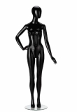 Facing Sidewards Female Mannequin, Right Hand on Hip (White/Black Gloss)