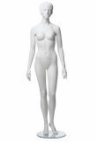 White Matt Female Mannequin - Hands at Side, Head Facing Forwards