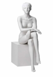 Sitting Position Female Mannequin (White Matt/Natural with Make up)