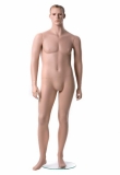 Plus Size Male Mannequin,Hands at Side,Sculpted Hair (White Matt/Natural)
