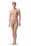 Plus Size Female Mannequin, Hands at Side,Sculpted Hair (White Matt/Natural)