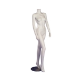 Female Headless White Matt Mannequin - Hands by Side - Right Leg Bent Forward