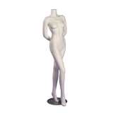 Female Headless White Matt Mannequin - Arms Behind - Right Leg Bent Forward