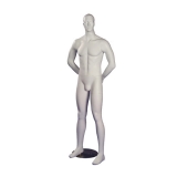 White Matt Male Mannequin - Arms Behind - Straight Stance
