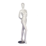 White Matt Female Mannequin - Arms Behind Back, Right Bent Leg