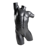 Athletic Polystyrene Black Granite Finish Male Body Form