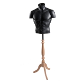 Male Body Form - Black Granite Finish - Stand Included