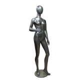 Grey/Silver Gloss Female Mannequin - One Hand Raised, Straight Stance