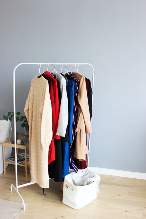 Customised white industrial clothes rails
