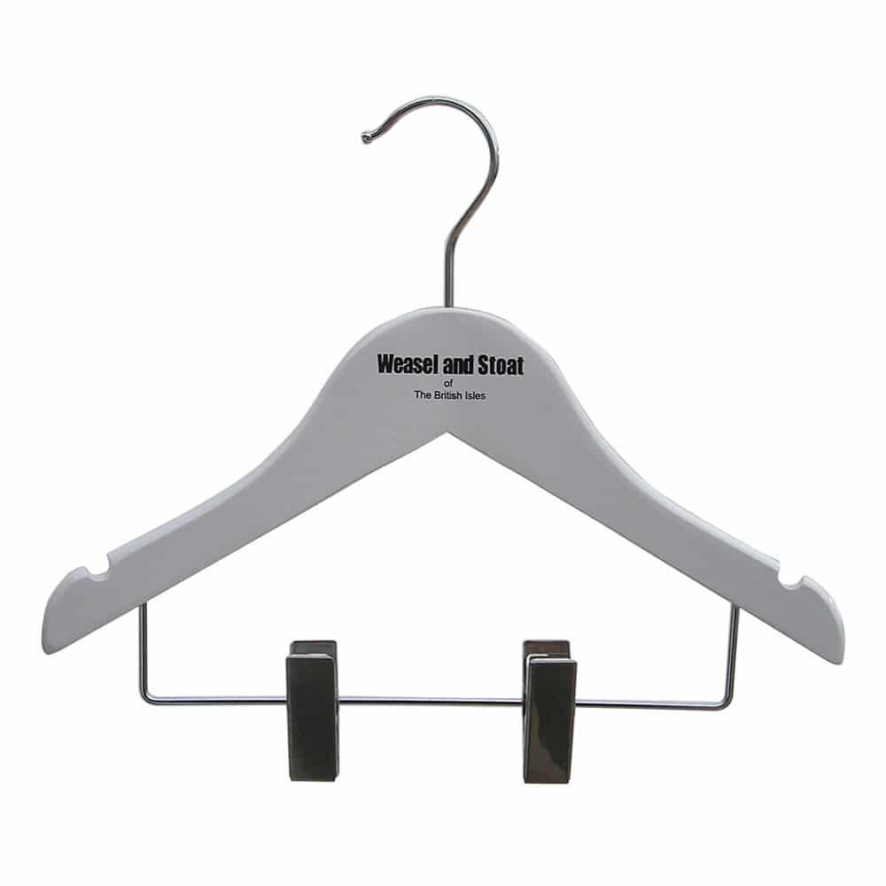 Personalised Wooden Coat Hangers Printed Uk Personalised Wooden Hangers Branded With Logo Weasel And Stoat Our Client Required White Child