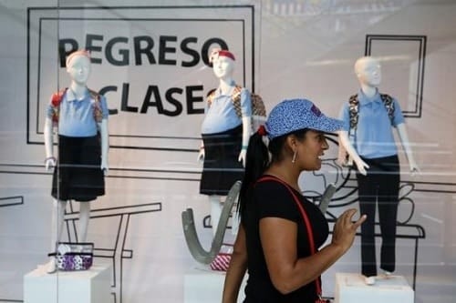 A pregnant schoolgirl mannequin display shock shoppers in Venezuela