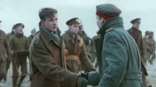 The British and German soldiers meeting in No Man's Land