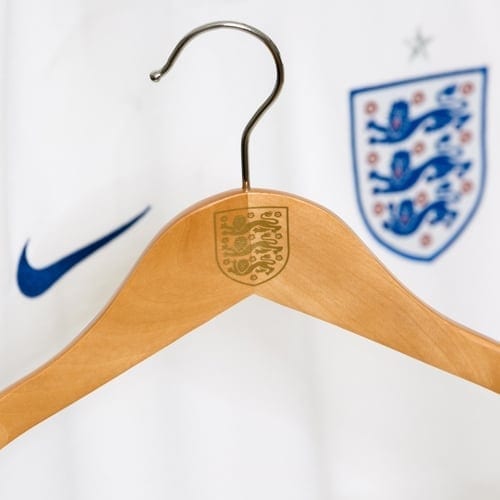personalised wooden hangers for The FA
