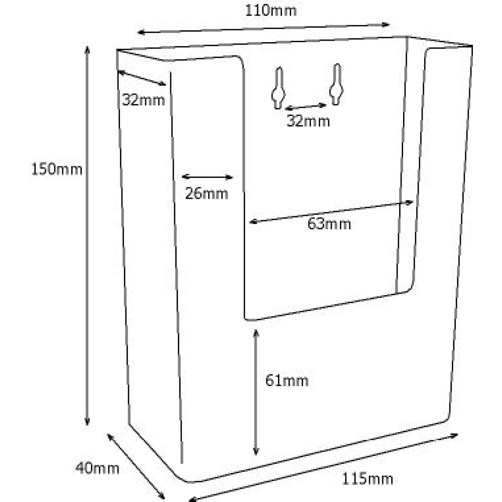 1/3rd A4/DL Single Pocket Portrait Leaflet Holder 61101