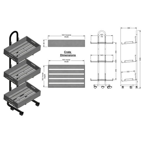 3 tier floor-standing crate display