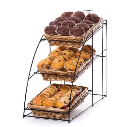 3 tier slim wicker counter display stand