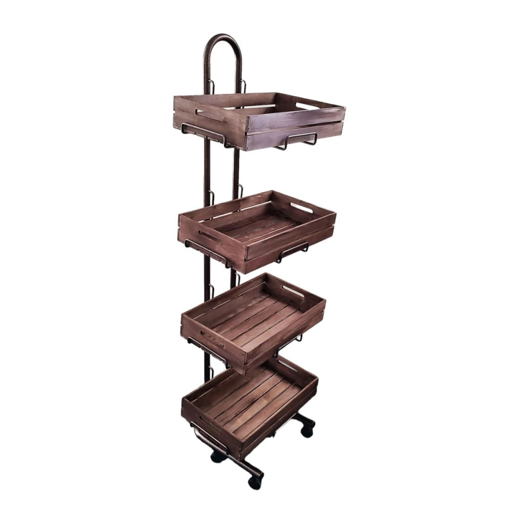 4 tier antique floor-standing crate display