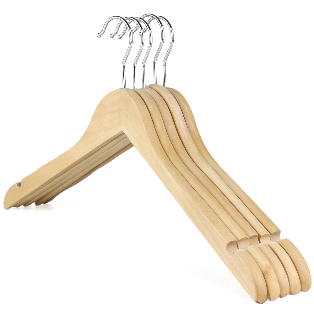 Angled Wooden Coat Hanger With Notches 44cm (Box of 100) - 52035
