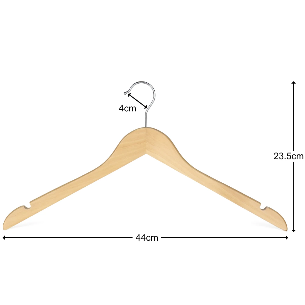 Angled Wooden Coat Hanger With Notches 44cm (Box of 100) - 52035