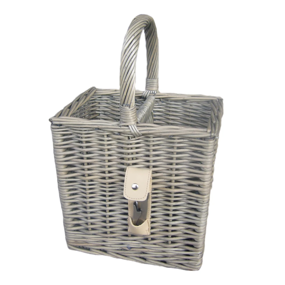 Antique Wash Finish 2 Bottle Basket - 95351