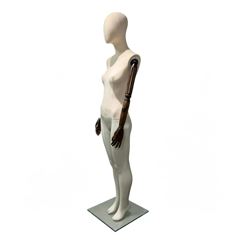 Articulated Female Mannequin Cream Linen - 75633