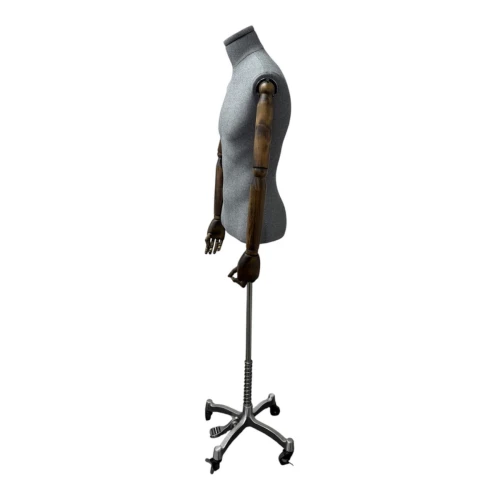 Articulated Male Mannequin Bust - Grey - 75634