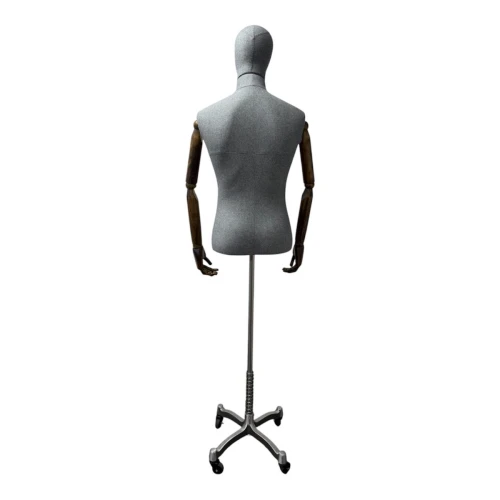 Articulated Male Mannequin Bust - Grey - 75634