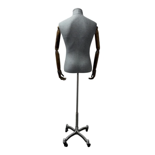Articulated Male Mannequin Bust - Grey - 75634