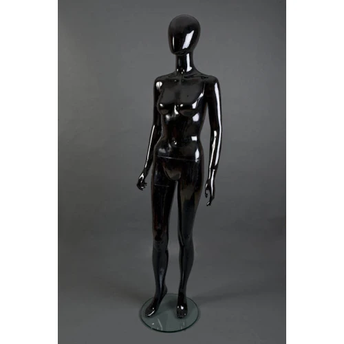 Black Gloss Female Mannequin - Hands at Side, Straight Stance  71102