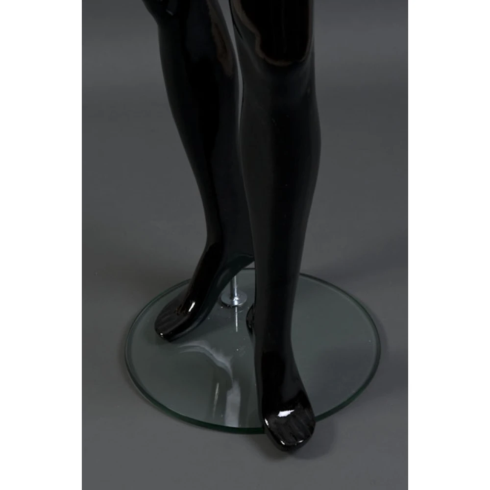 Black Gloss Female Mannequin - One Hand Raised, Straight Stance 71103