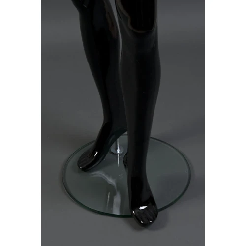 Black Gloss Female Mannequin - One Hand Raised, Straight Stance 71103