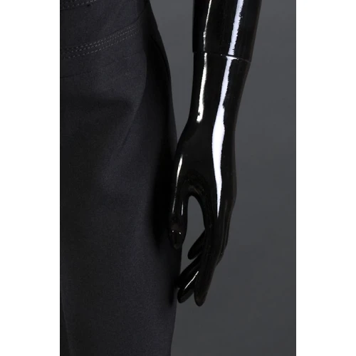 Black Gloss Female Mannequin - One Hand Raised, Straight Stance 71103