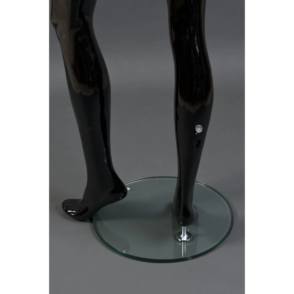 Black Gloss Female Mannequin - One Hand Raised, Straight Stance 71103