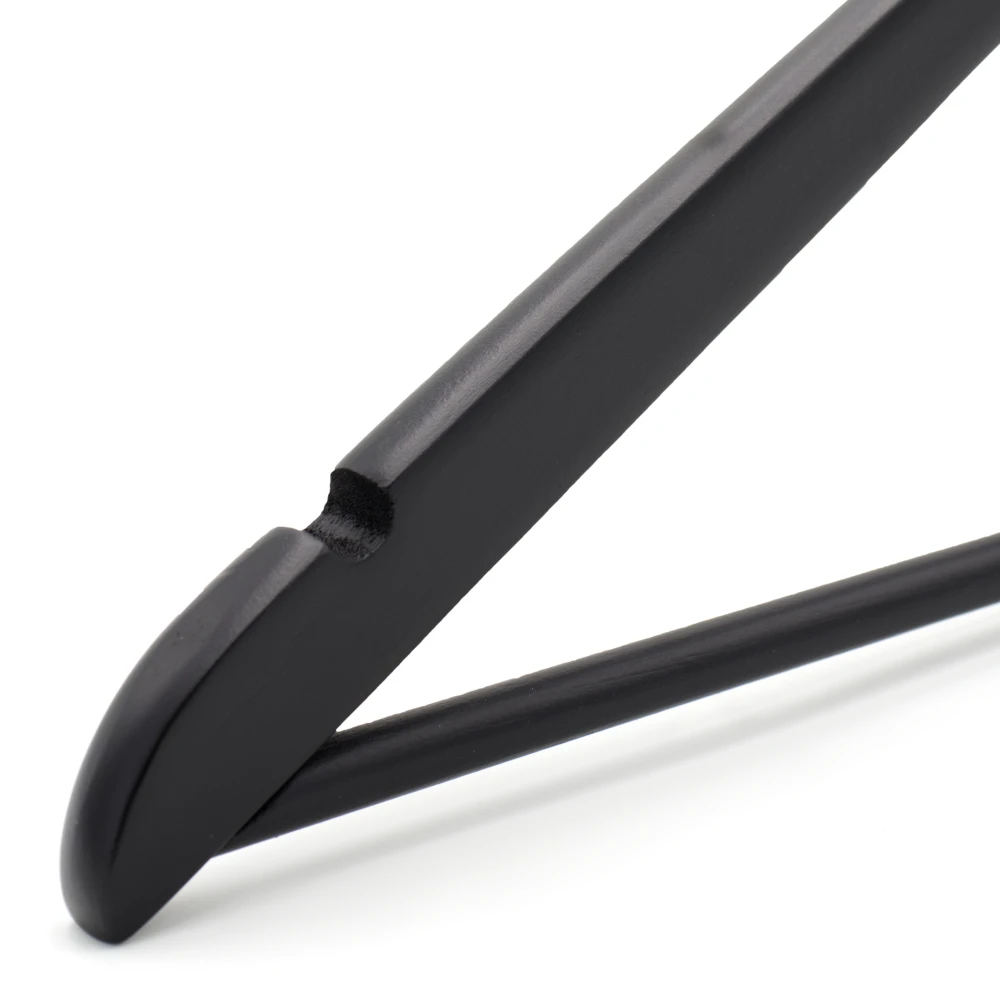 Black Matt Wooden Wishbone Hangers With Centre Bar (Box of 100) - 50020