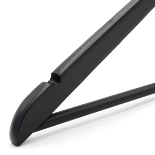 Black Matt Wooden Wishbone Hangers With Centre Bar (Box of 100) - 50020