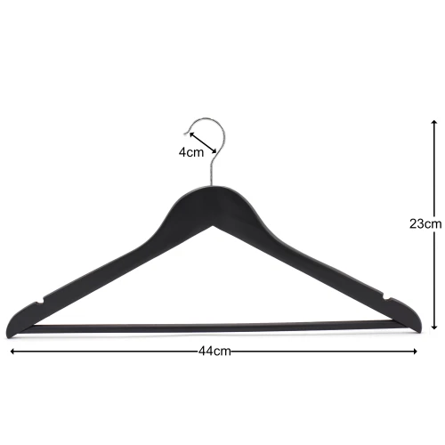 Black Matt Wooden Wishbone Hangers With Centre Bar (Box of 100) - 50020