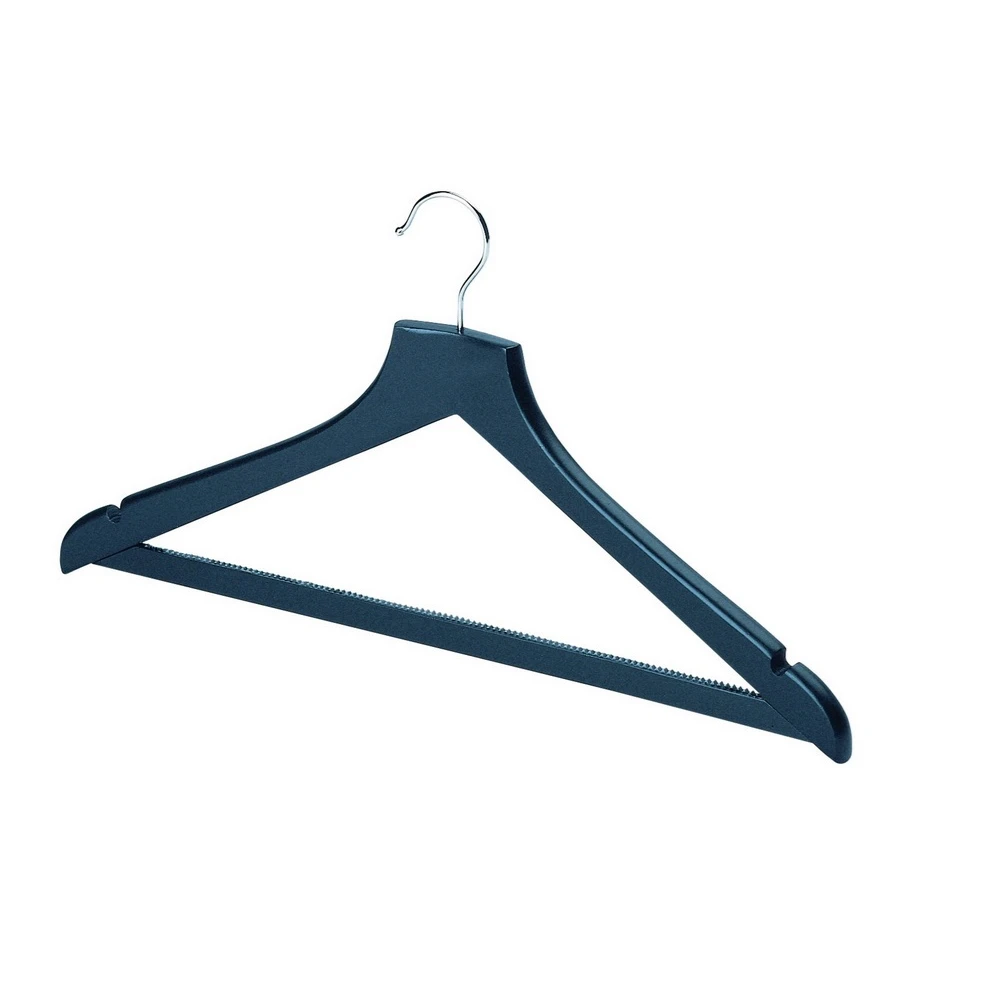 Black Matt Wooden Wishbone Hangers With Centre Bar (Box of 50) - 51049