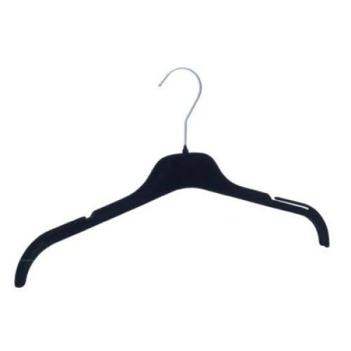 Black Slim Flocked Hangers 43cm (Box of 100) 56038