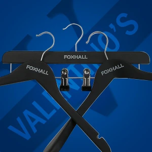 Black Wooden Branded Hangers, Personalised With Logo - Foxhall London