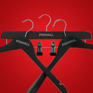 Black Wooden Branded Hangers, Personalised With Logo - Foxhall London
