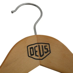 Bespoke Wooden Coat Hangers Branded With Black Logo - Deus