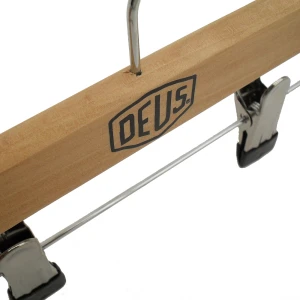 Bespoke Wooden Coat Hangers Branded With Black Logo - Deus