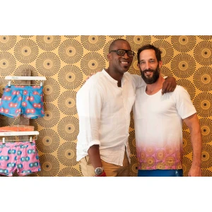 White Wooden Clothes Hangers, Printed With Logo - Okun Africa. Beach. Wear.