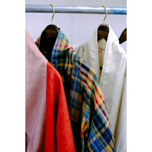 Walnut Wooden Coat Hangers With Gold Printed Logo - Victate